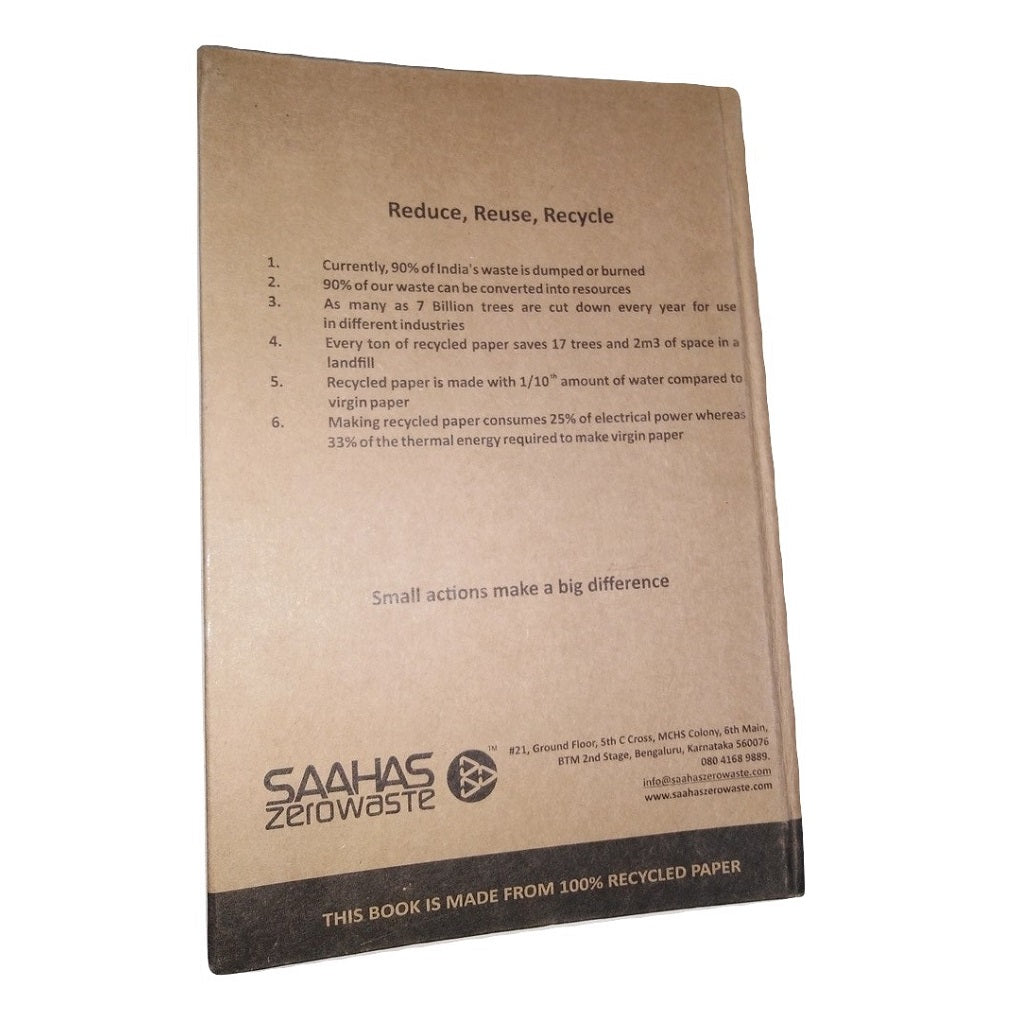 Waste TetraPak Recycled Hard Bound Diary Brown Unbleached A5 - 150 pages