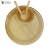 Set of 10 areca round plt 12"+bowl+wooden small spoon+fork biodgrdble compstble microwv+freezer safe