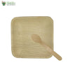 A set of 10 areca square plate 6"+wooden spoon biodegradable compostable microwave & freezer safe