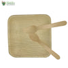 A set of 10 areca square plate 6"+wooden spoon+fork biodegradable compostable microwave+freezer safe