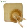Set of 10 areca squr plate 8"+bowl+wooden spoon+fork biodegradable compostable microwv+freezer safe