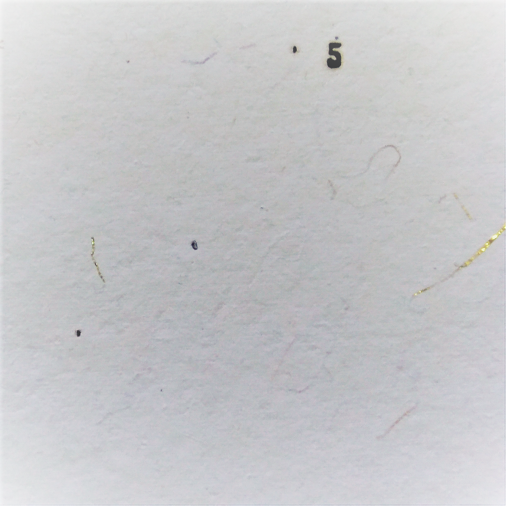 White thick card paper hand made khadi (cotton waste) with golden silver strings set of 5