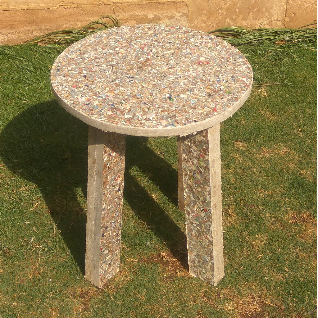 Waste TetraPak Recycled Chipboard Furniture - Round Stool