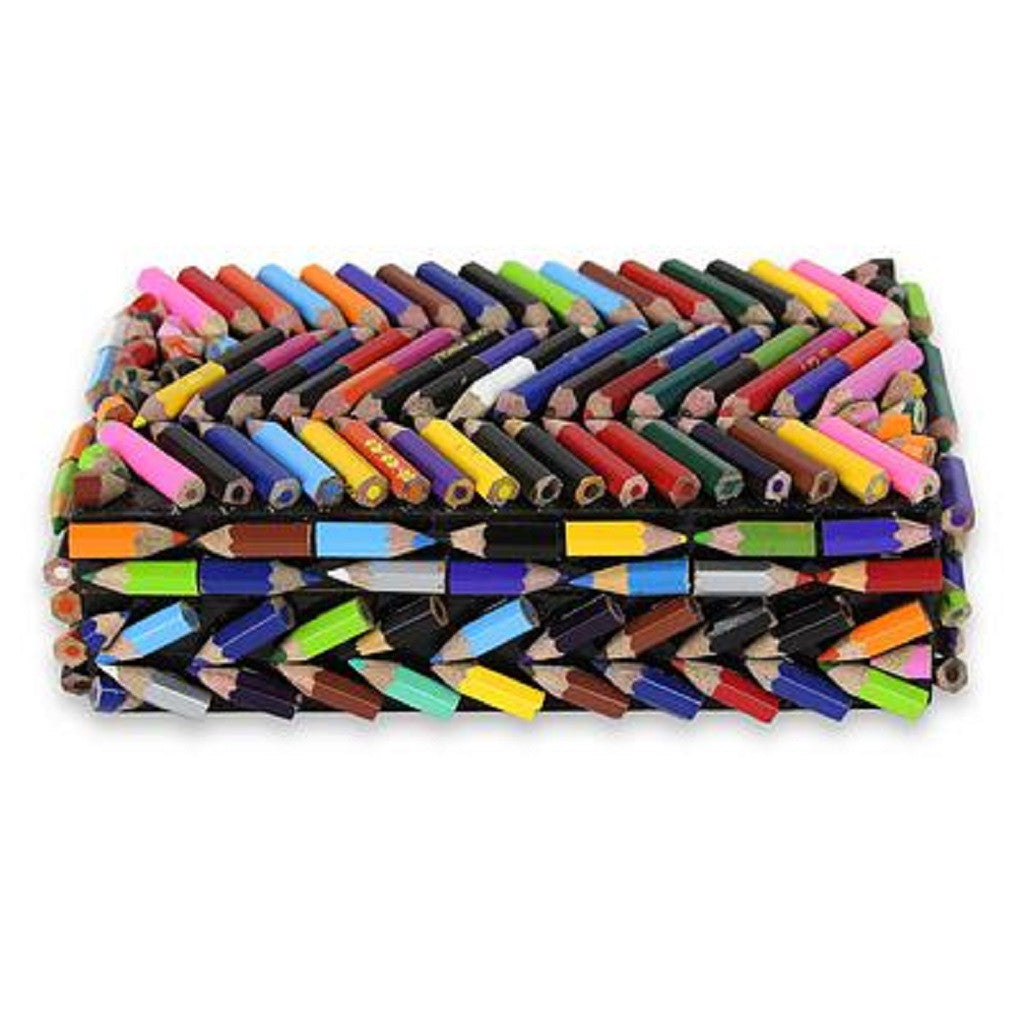 Amazing rectangular box made of waste colouring pencil - saving land pollution