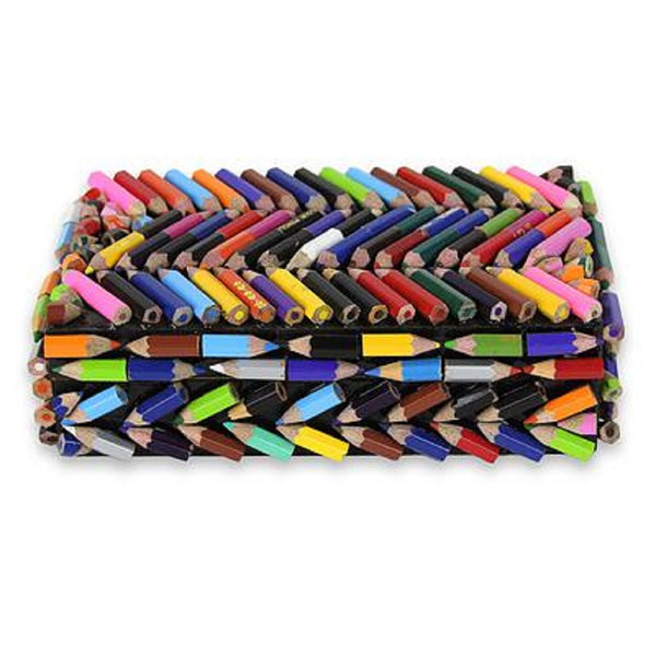 Amazing rectangular box made of waste colouring pencil - saving land pollution