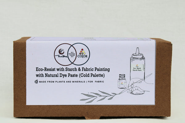 Organic Herbal Eco-Resist with Starch & Fabric Painting with Natural Dye Paste (Cold Palette)