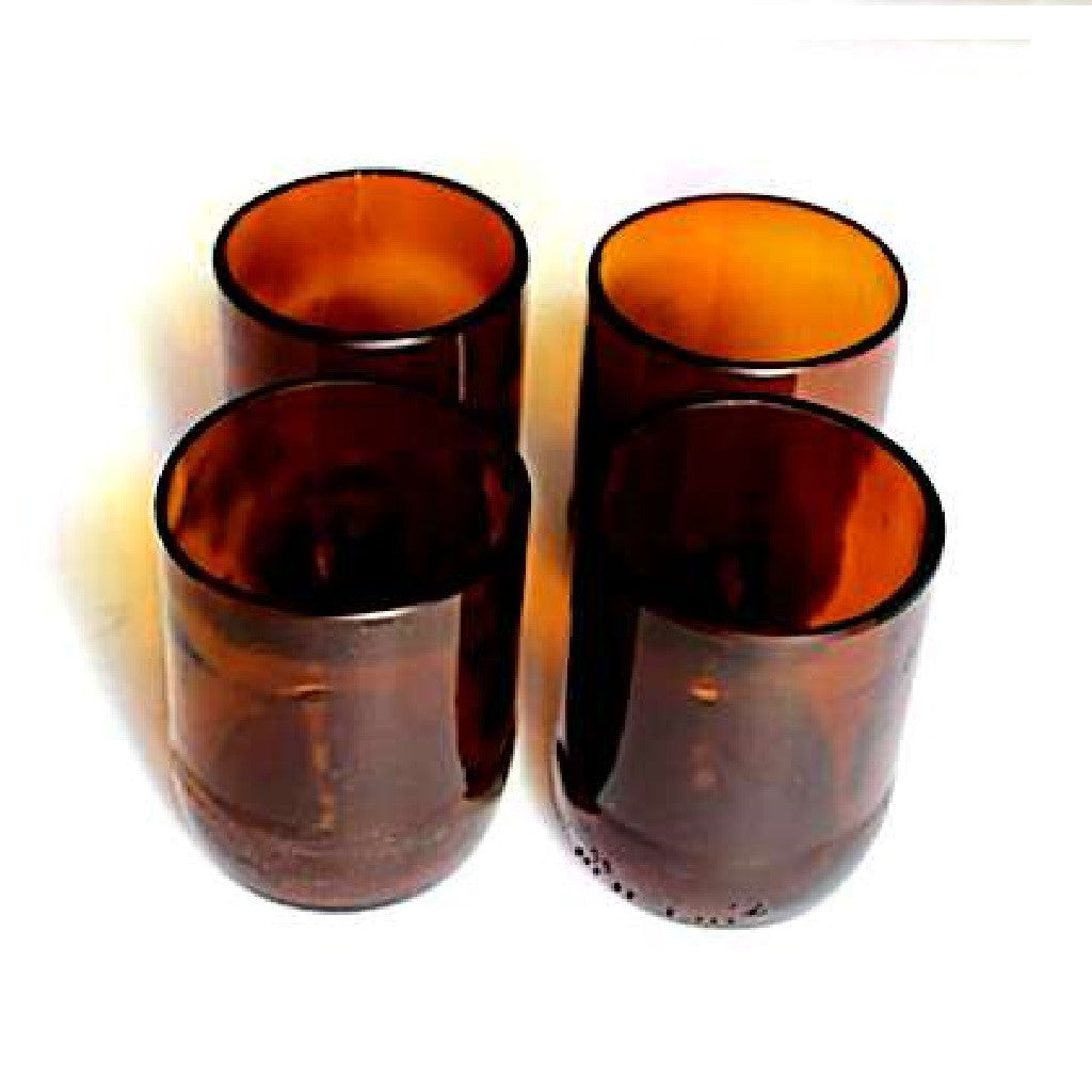 Colourful Glass cups (set of 4) - upcycled from used glass bottles made by ECOHUT