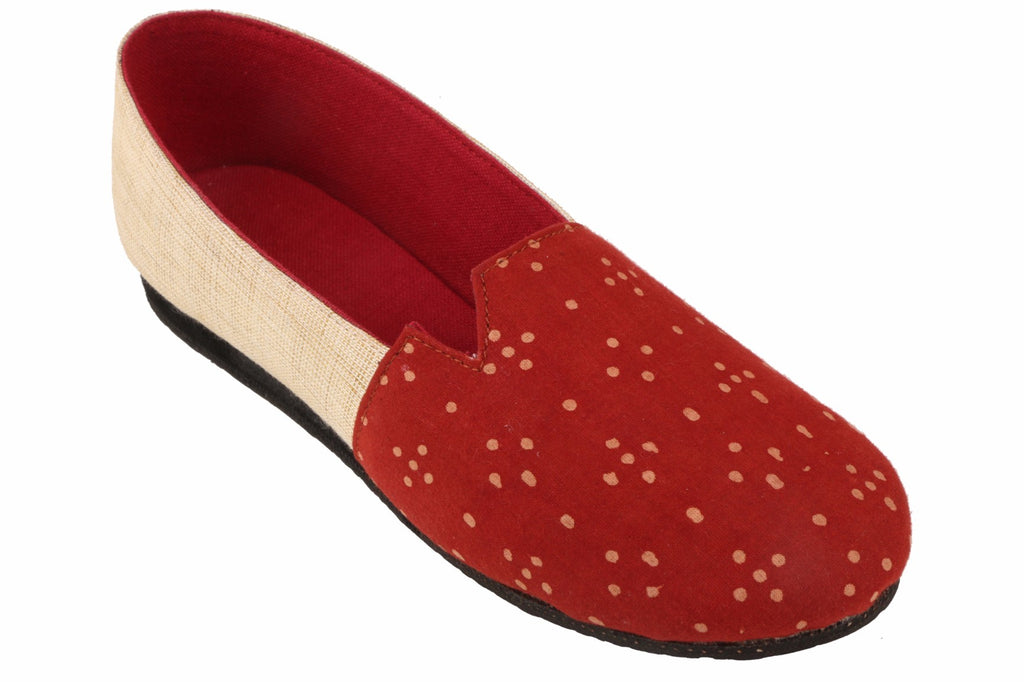 Spotted Carmine | Handcrafted Vegan Slip-On Shoes for Women