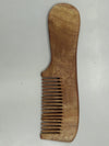 Neem Comb 6.75" Single Piece wood with handle Single Spokes
