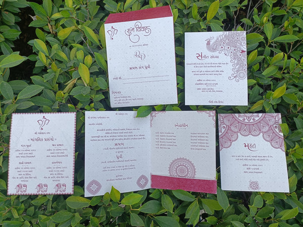 Handmade Textile Recycled Paper Wedding Invitation card - set of 150 invitations.