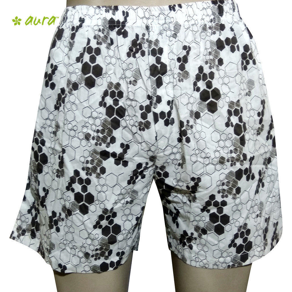 Organic herbal dyed unisex innerwear boxer hexagon print cambric