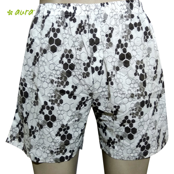 Organic herbal dyed unisex innerwear boxer hexagon print cambric