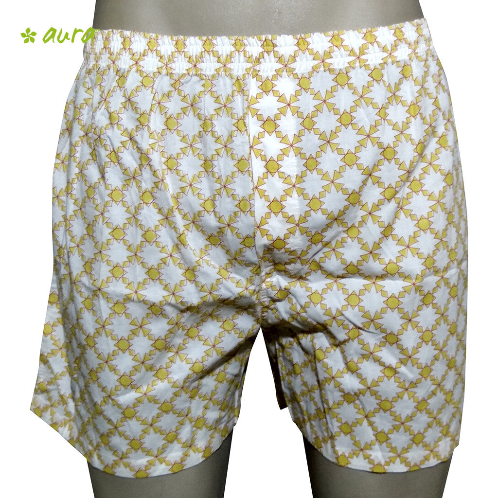Organic herbal dyed unisex innerwear boxer geometrical floral print cambric