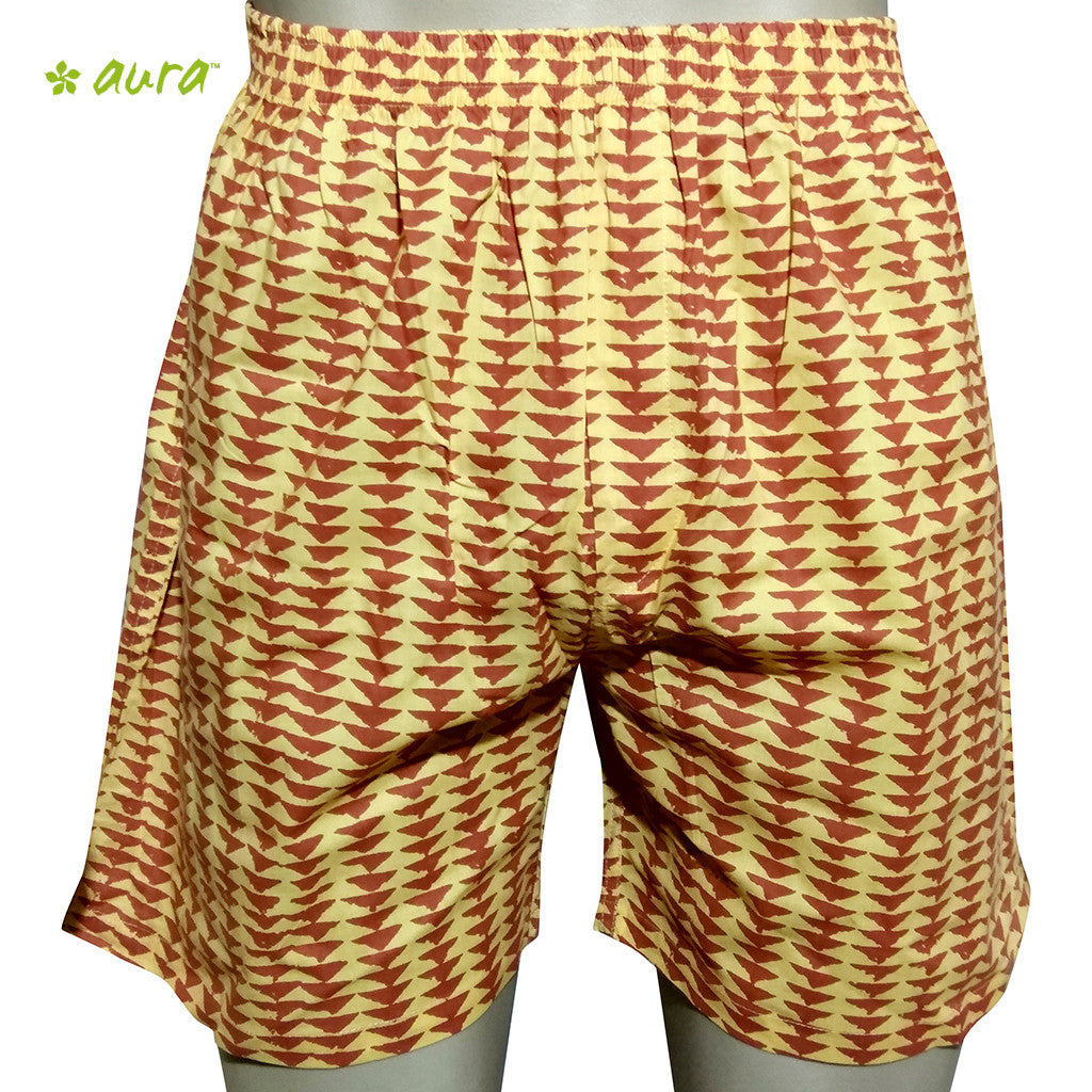 Organic herbal dyed unisex innerwear boxer long triangle print cambric