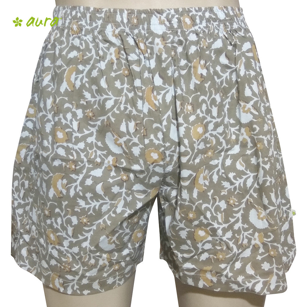 Organic herbal dyed unisex innerwear boxer mughal print cambric