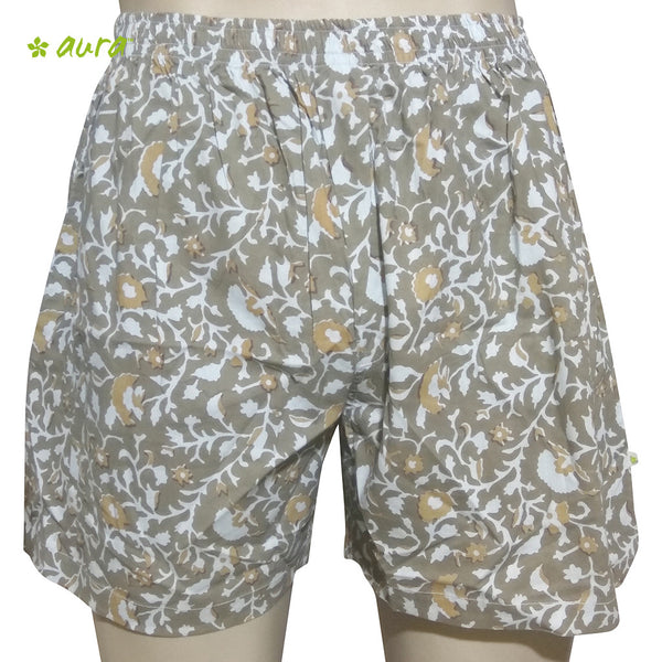 Organic herbal dyed unisex innerwear boxer mughal print cambric