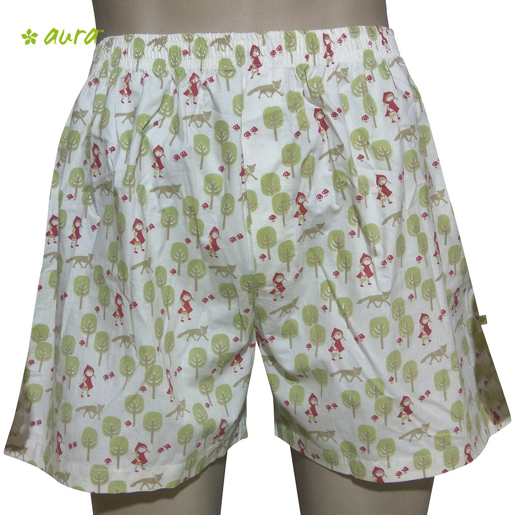 Organic herbal dyed unisex innerwear boxer hooded print cambric