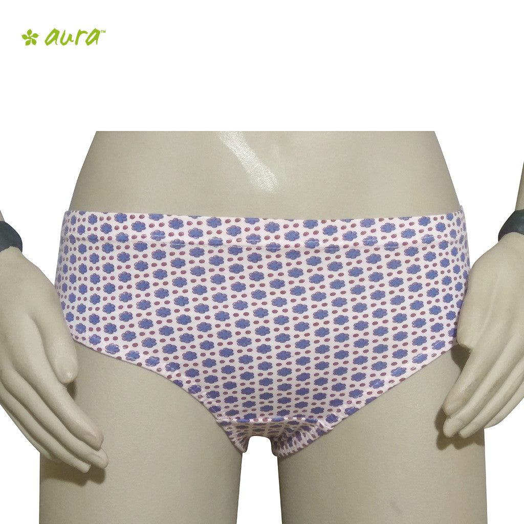 Organic herbal dyed women's innerwear hipster flower dot knit (2 colours)