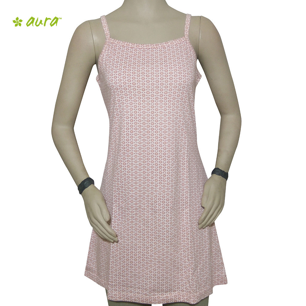 Organic herbal dyed women's innerwear camisole long flower dot print knit