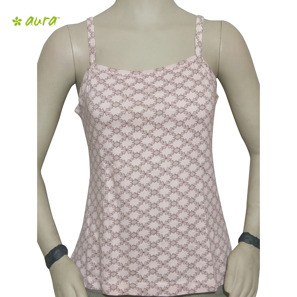 Organic herbal dyed women's innerwear camisole short geometric flooral print knit