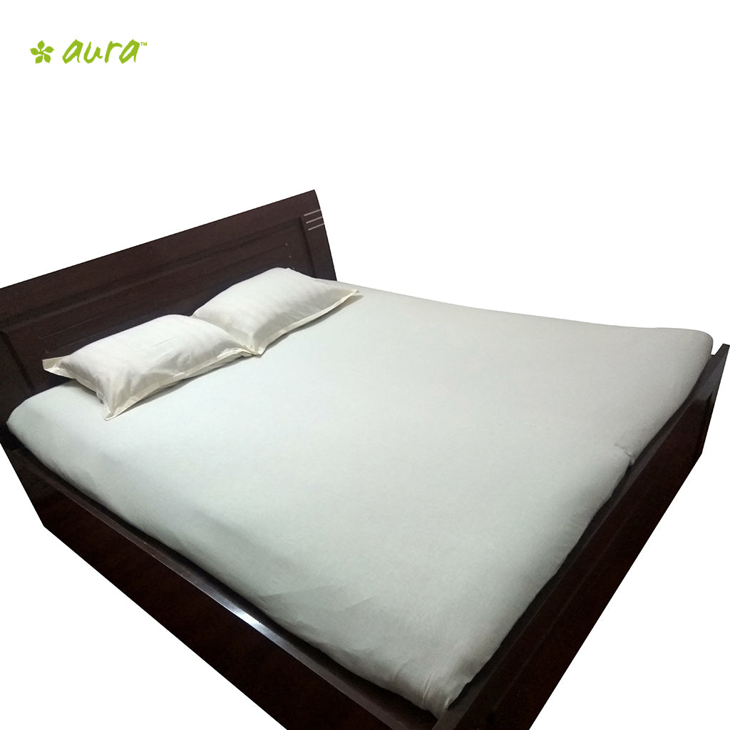 Organic Herbal Dyed Double Bed Sheet Popline Cream