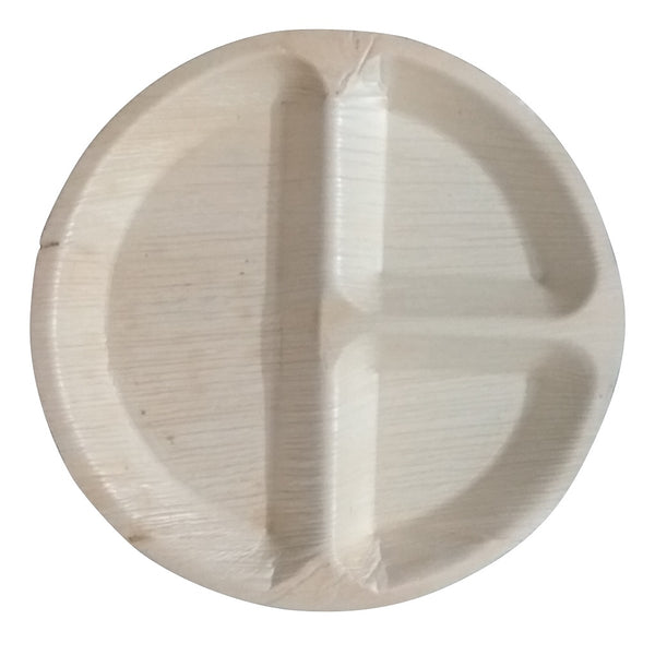 A Set of 20 - areca compartment plate round 10 inch biodegradable compostable microwawe and freezer safe