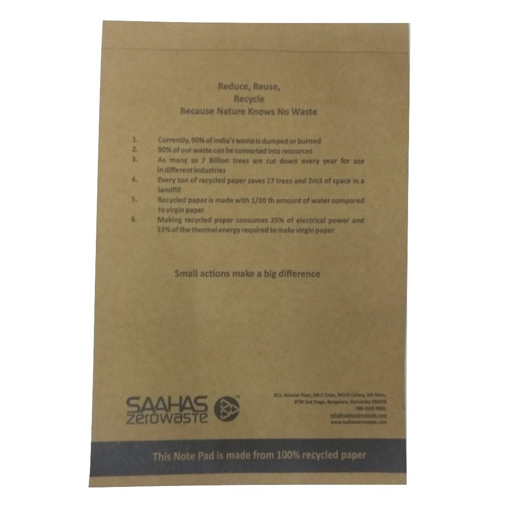 Waste TetraPak Recycled Notepad Brown Unbleached A5 - 40 pages