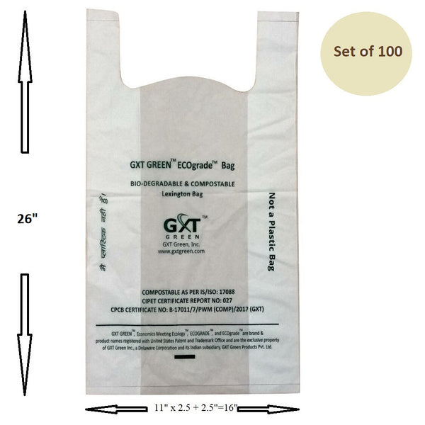 Biodegradable Compostable IS 17088 Certified Non Polluting Shopping Carry Bags - 20" x 26"