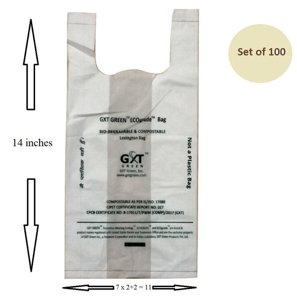 Biodegradable Compostable IS 17088 certified non polluting shopping carry bags - 11" x 14"