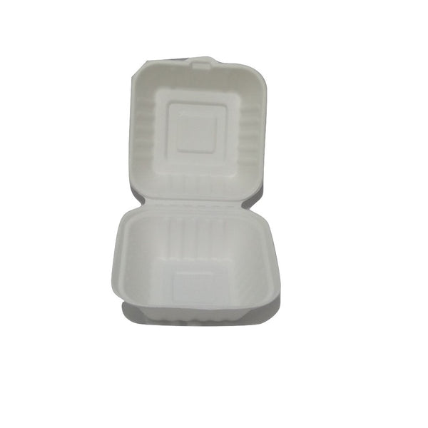 Biodegradable Compostable Sugarcane Bagasse 450 ml Burger Box 5.5 x 5.5 inch with cover