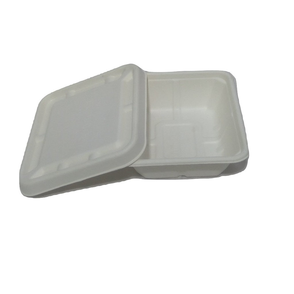 Biodegradable Compostable Sugarcane Bagasse 750 ml Container Box 6 x 5.5 inch with cover