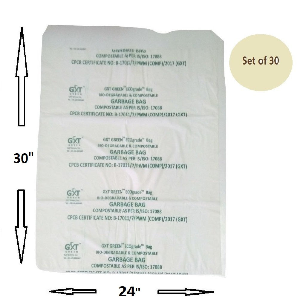 Compostable IS 17088 certified non polluting garbage bags - 24" x 30"