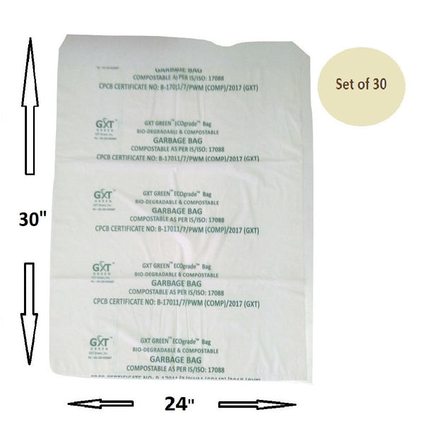 Compostable IS 17088 certified non polluting garbage bags - 24" x 30"