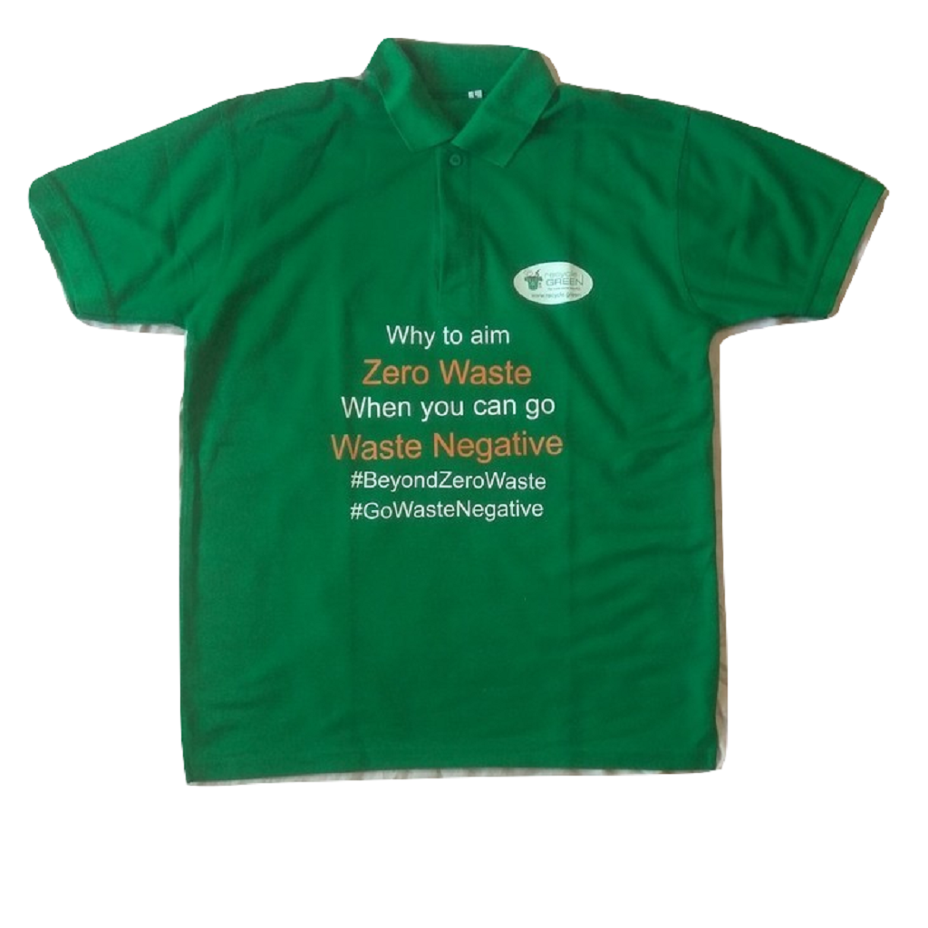 Waste PET Bottles Recycled to make this T Shirt - 50% PET 50% Cotton Polo Green