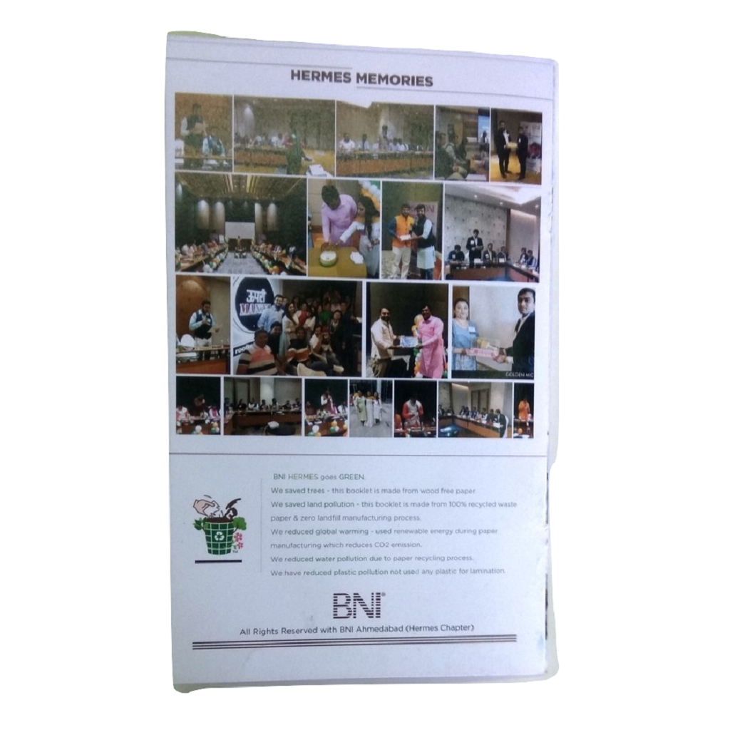 Recycled Paper A5 size - designer roster book -16 pages (white smooth) - 250 GSM cover, 150 GSM internal