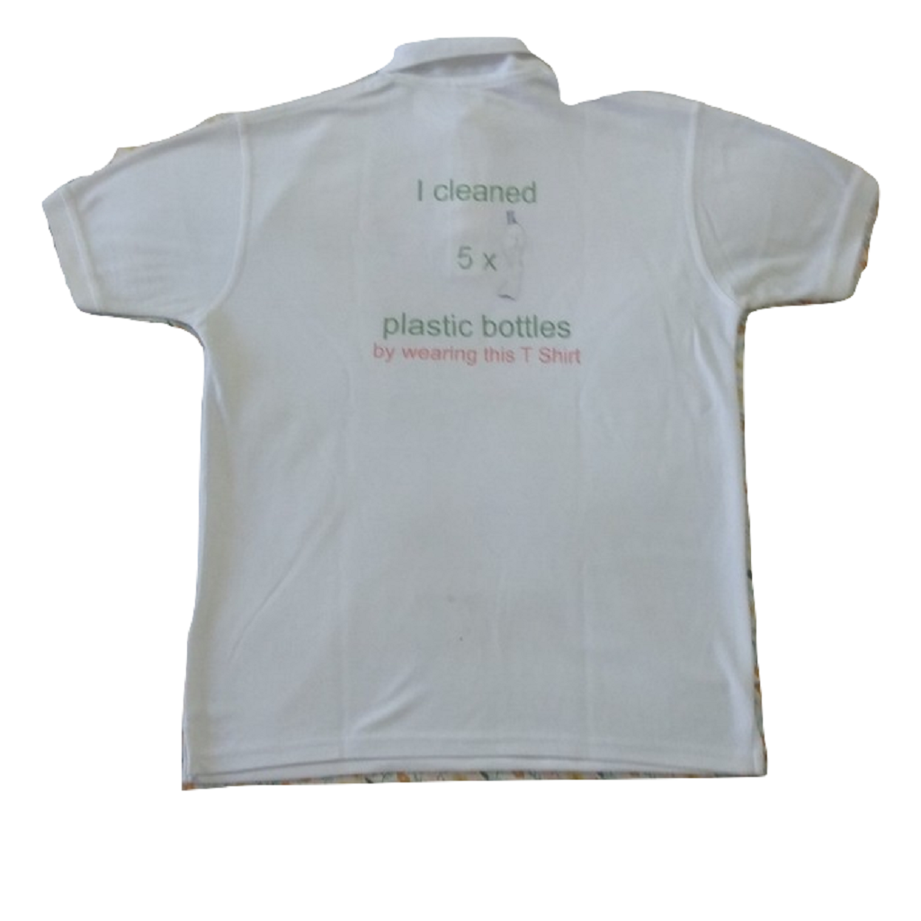 Waste PET Bottles Recycled to make this T Shirt - 50% PET 50% Cotton Polo White