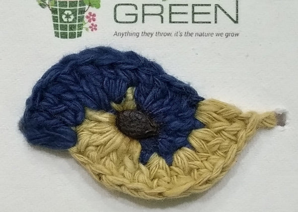 Plantable Rakhis - 100% organic cotton khadi hand spun threads natural coloured no chemical - Turai seed yellow & blue knitted design with belts