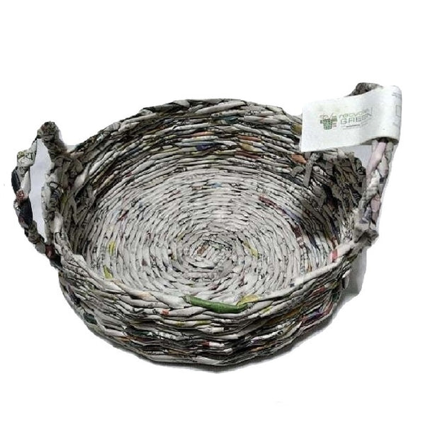 Upcycled Newspaper Round Paper Basket