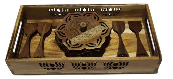 Up Cycled Wood Tray & Dining Set