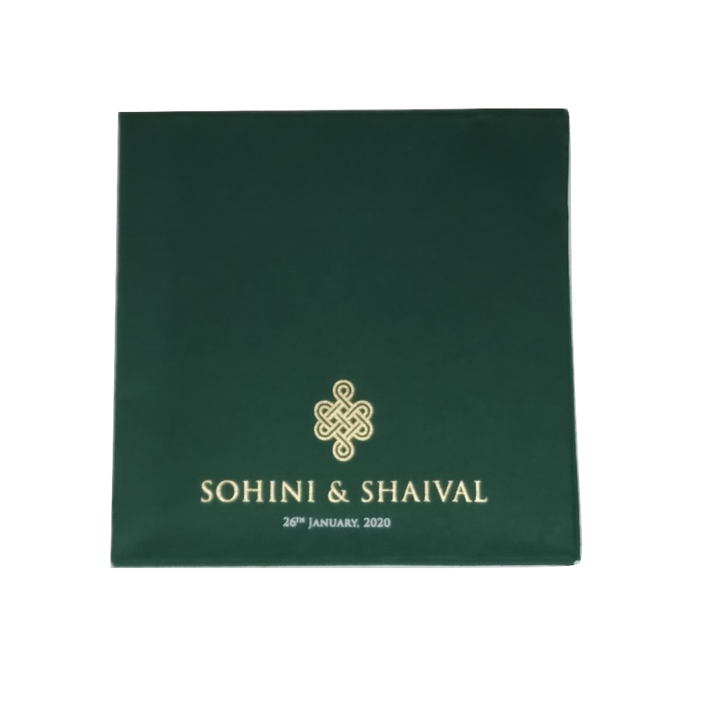 Recycled Paper Designer Wedding Invite 7 x 7 with gold foiling 3 inserts MOQ 500