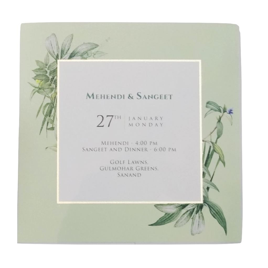 Recycled Paper Designer Wedding Invite 7 x 7 with gold foiling 3 inserts MOQ 500