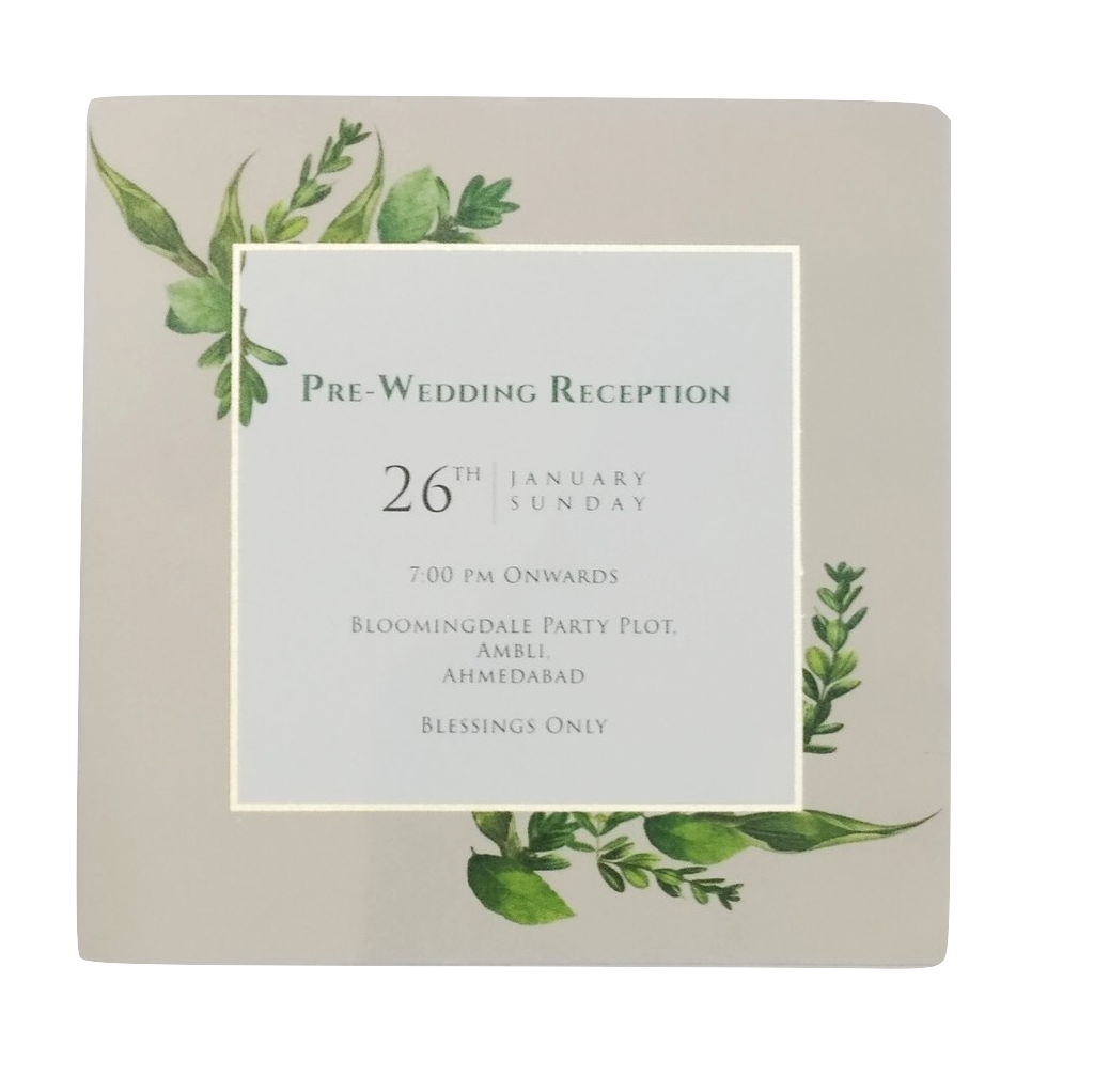 Recycled Paper Designer Wedding Invite 7 x 7 with gold foiling 3 inserts MOQ 500