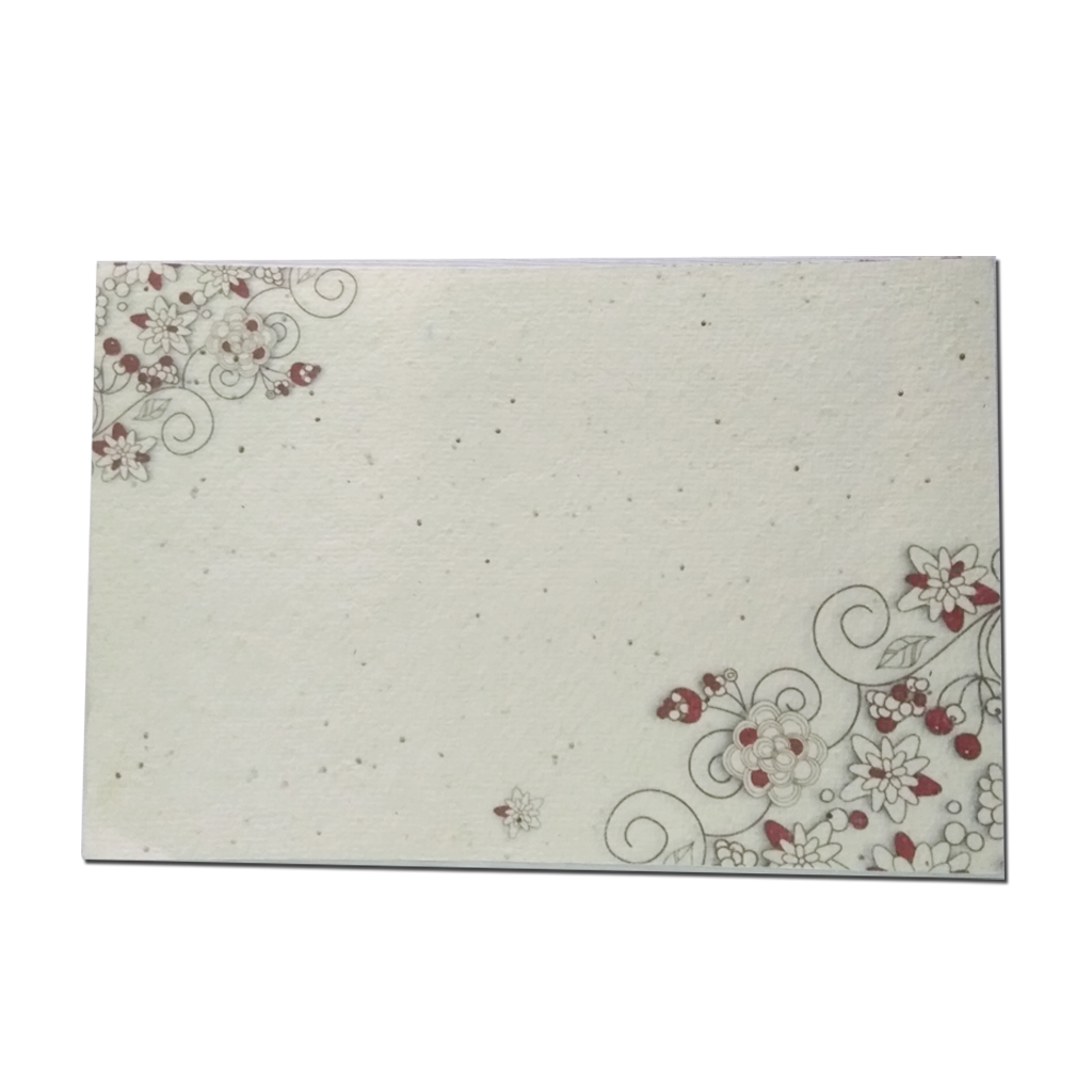 Recycled Plantable Paper Invitation Cards with Beautiful Designs with Cover 9 x 6 inches - MOQ 100 Cards