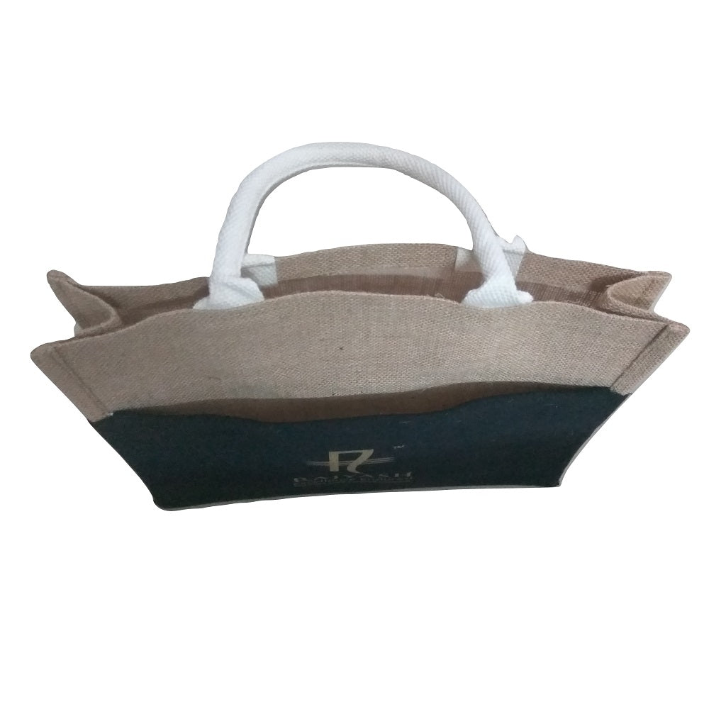 Set of 100 Eco friendly Jute carry Bag with hand carry handles, external pocket, branding with golden media print