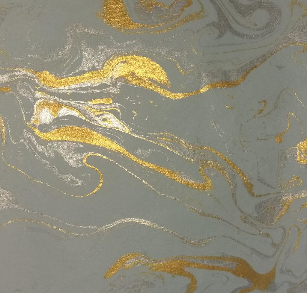 Gift Wrapping paper modern art - White with golden and silver modern art