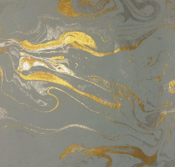 Gift Wrapping paper modern art - White with golden and silver modern art