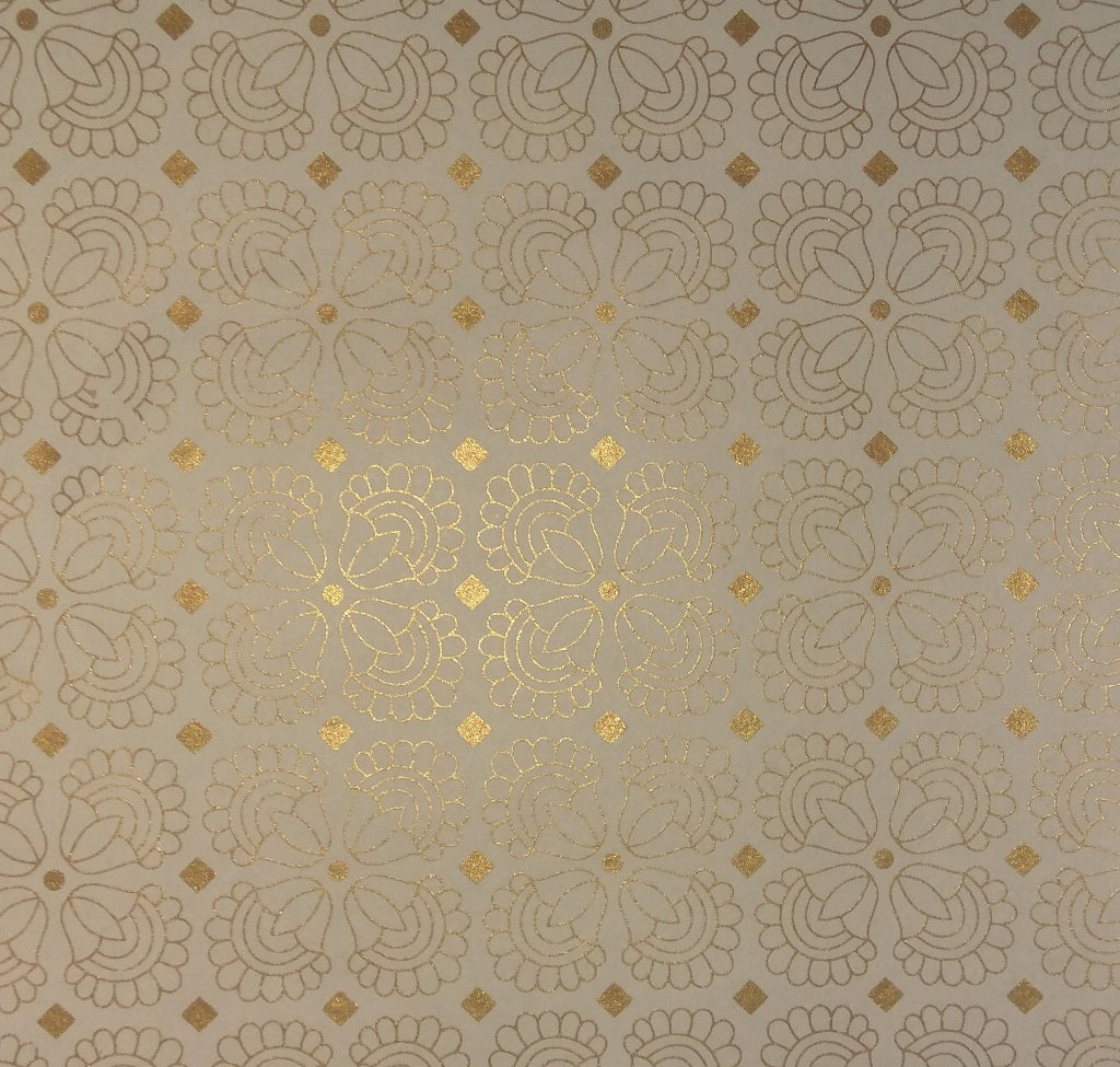 Gift Wrapping Paper - Offwhite with flower & dots - recycled cotton waste