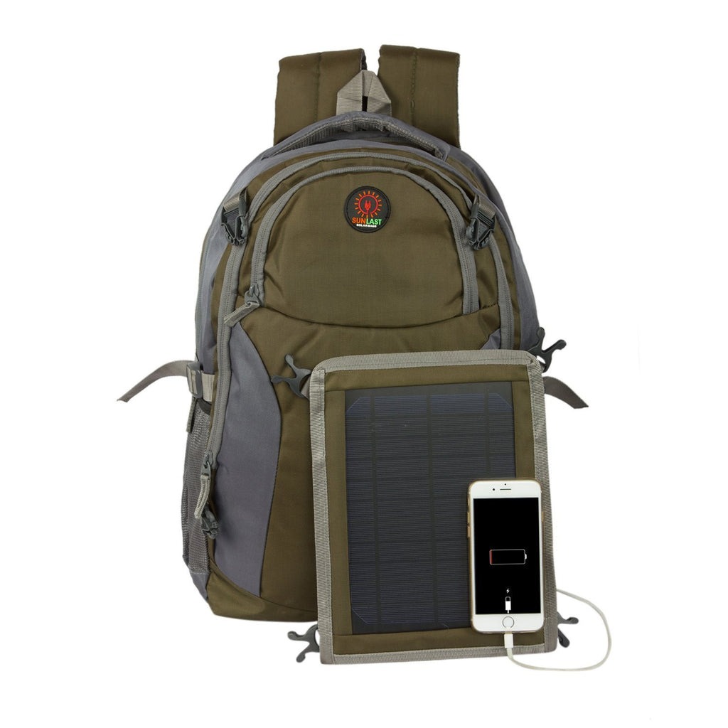 Solar Laptop Backpack L005 with solar panel, battery bank and mobile charger (Sunlast)