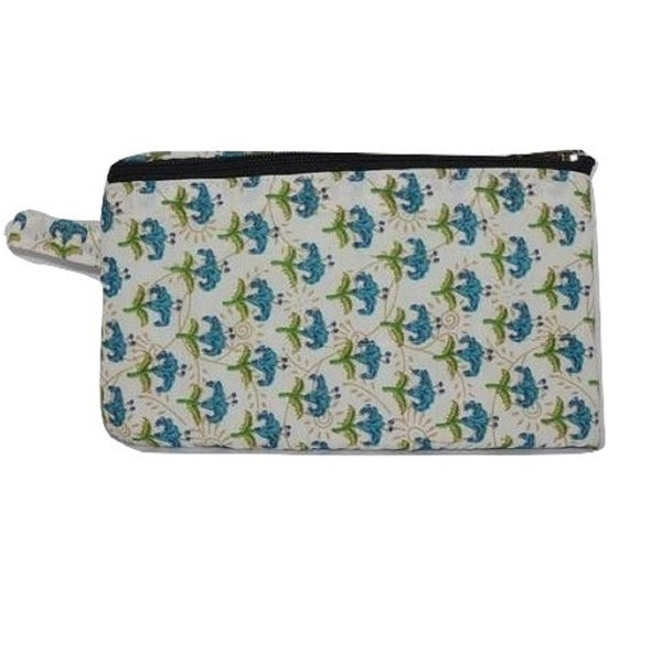 Multipurpose Pouch Hard Drive Bag Blue Green flowers