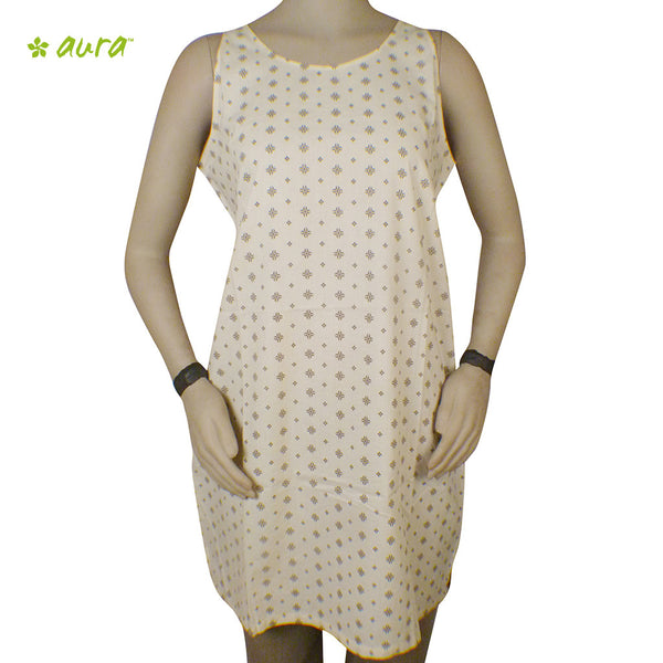 Organic herbal dyed women's short kurta sleeveless saras Cambric flower & diamond